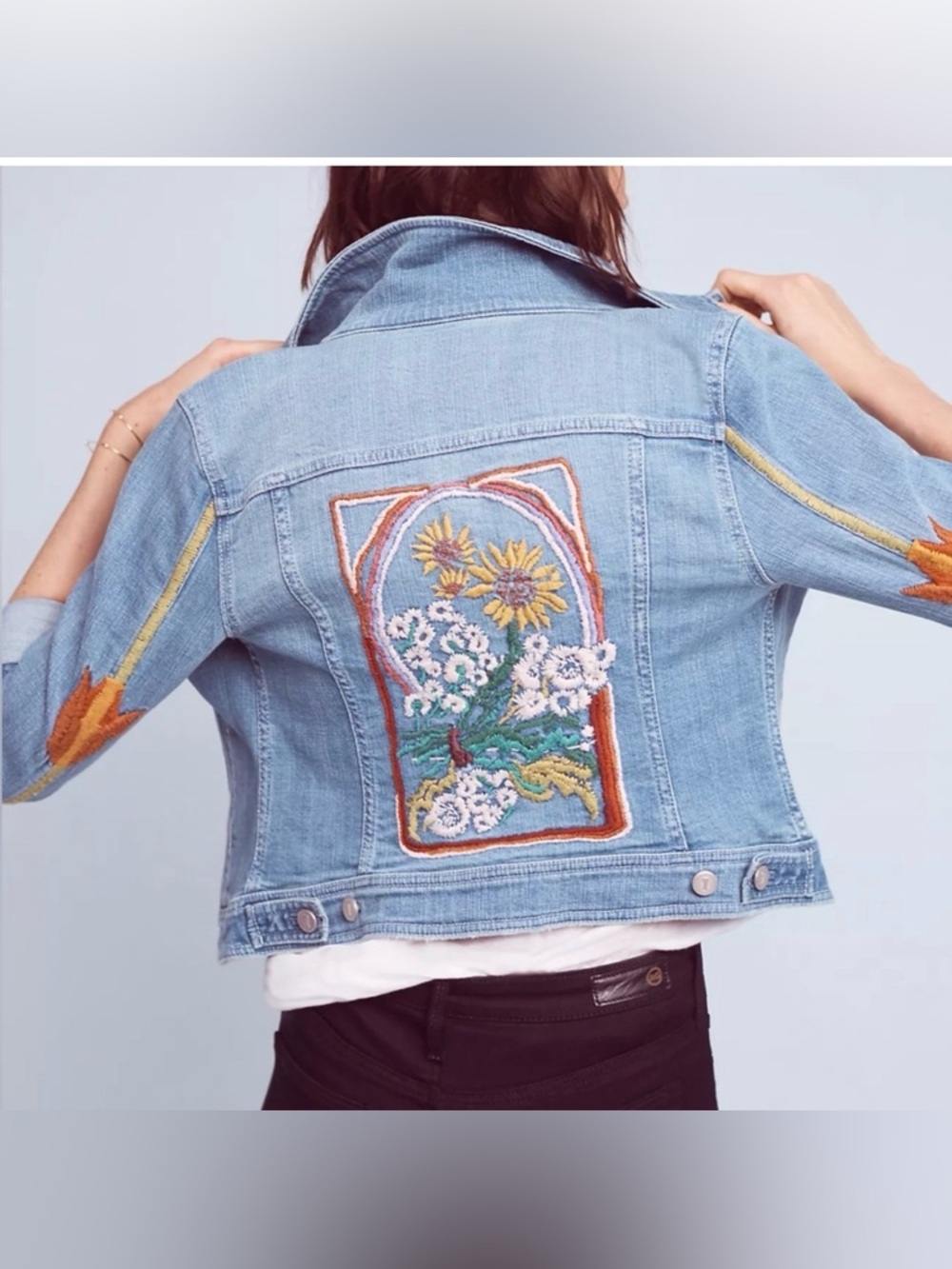 Anthropologie Pilcro and the Letterpress Embroidered Denim Jacket - Picture 2 of 4
